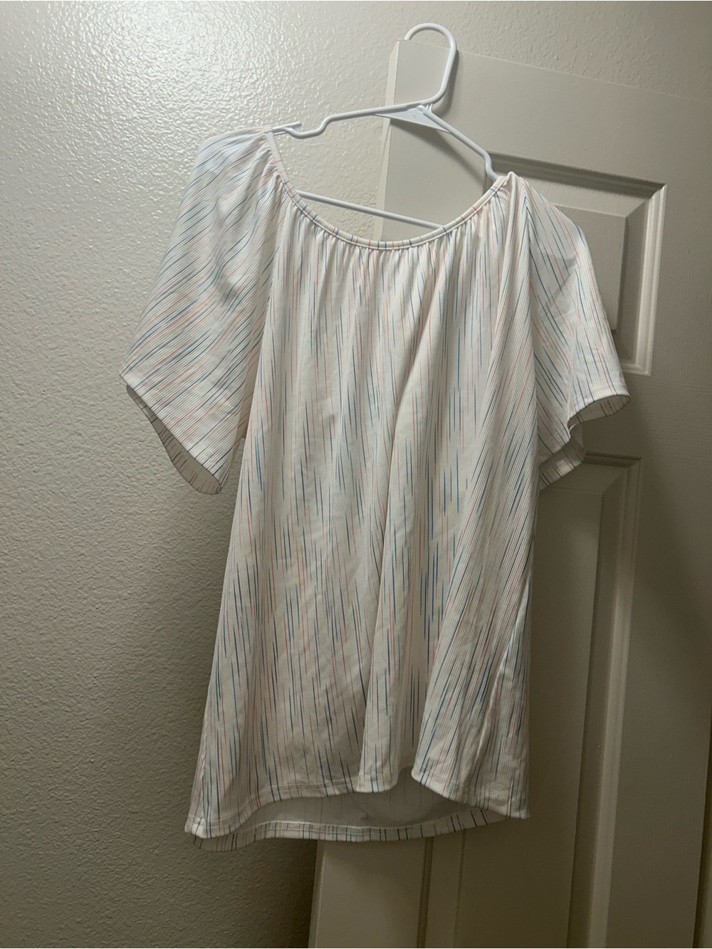 white birch Pastel Striped Scoop Neck Blouse